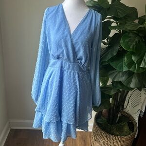 Jessica Simpson Elegant Blue Long Sleeve Dress